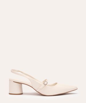 scarpin salto baixo com fivela oneself off white