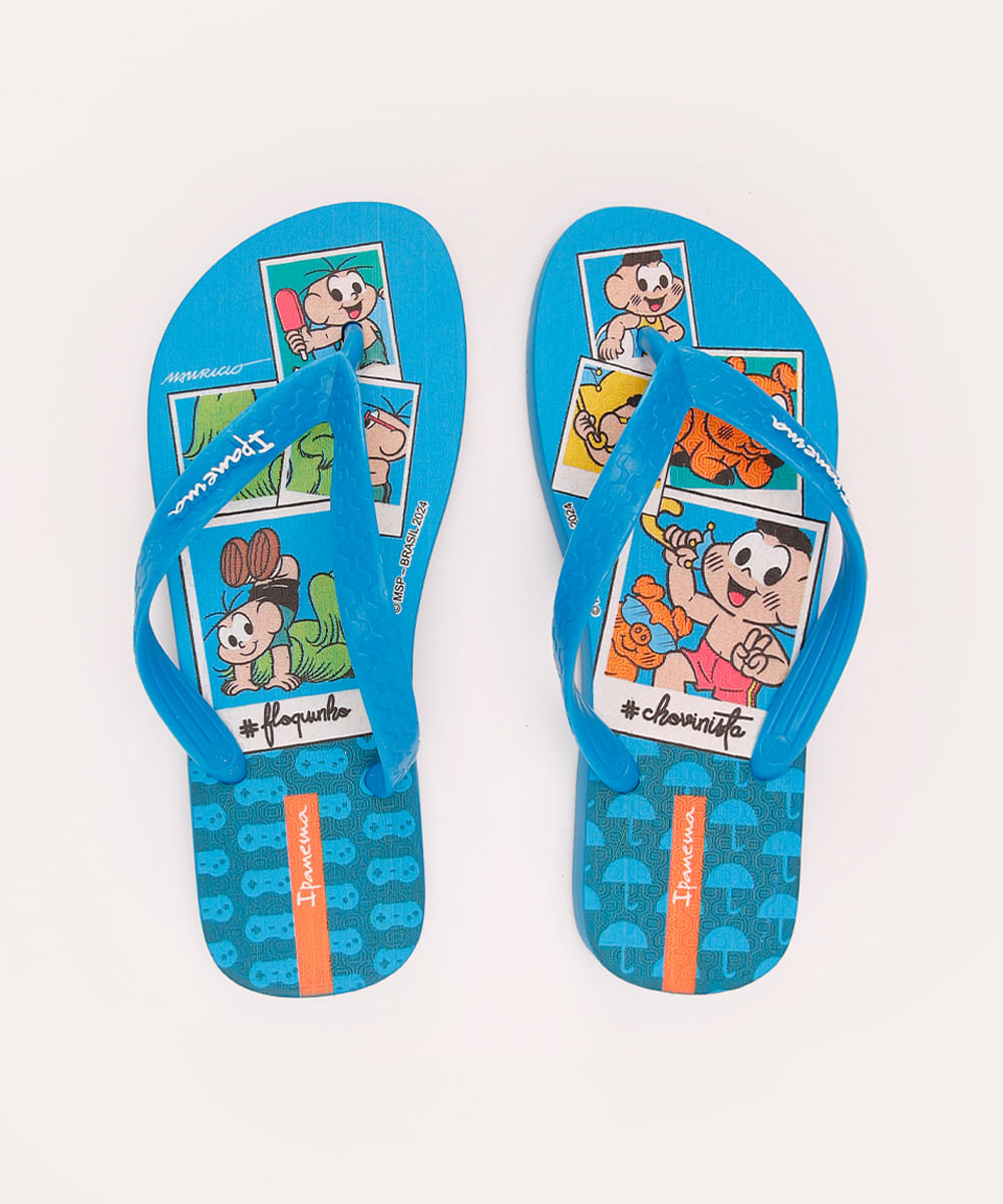 chinelo infantil turma da mônica ipanema azul