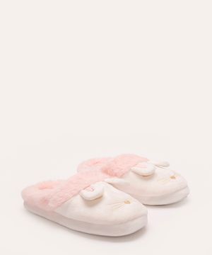 pantufa de pelúcia coelho - branco