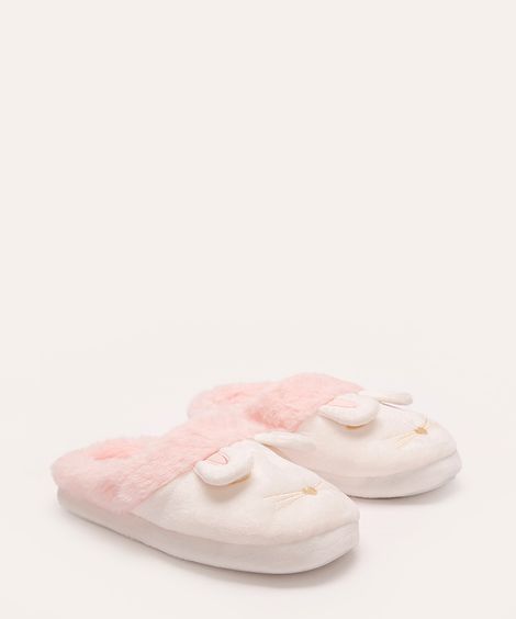 pantufa de pelúcia coelho branca