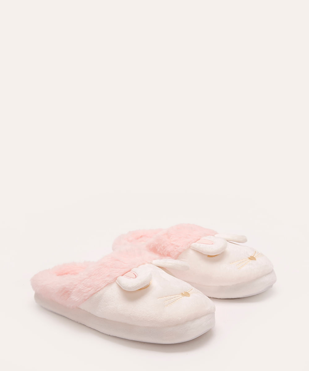 pantufa de pelúcia coelho branca