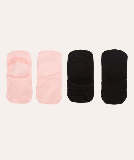 kit de 2 pares de meias invisíveis lisas colorida