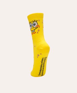 meia cano longo bob esponja amarelo