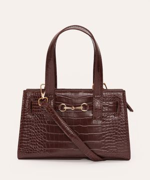 bolsa tote estruturada croco marrom