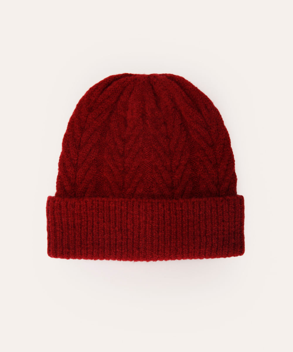 gorro de tricot texturizado vinho