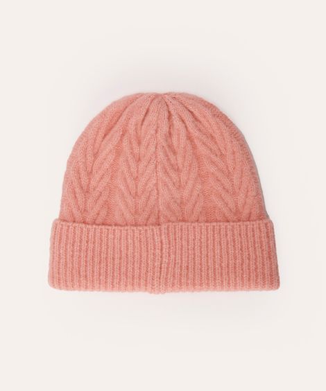 gorro de tricot texturizado rosa