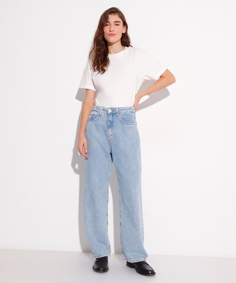 calça reta copenhagen petit feminina jeans mindset azul
