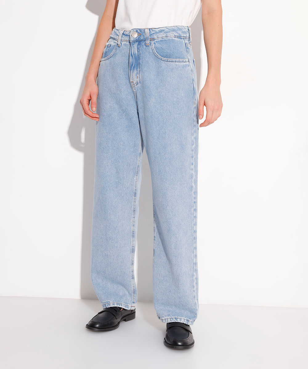 calça reta copenhagen petit feminina jeans mindset azul