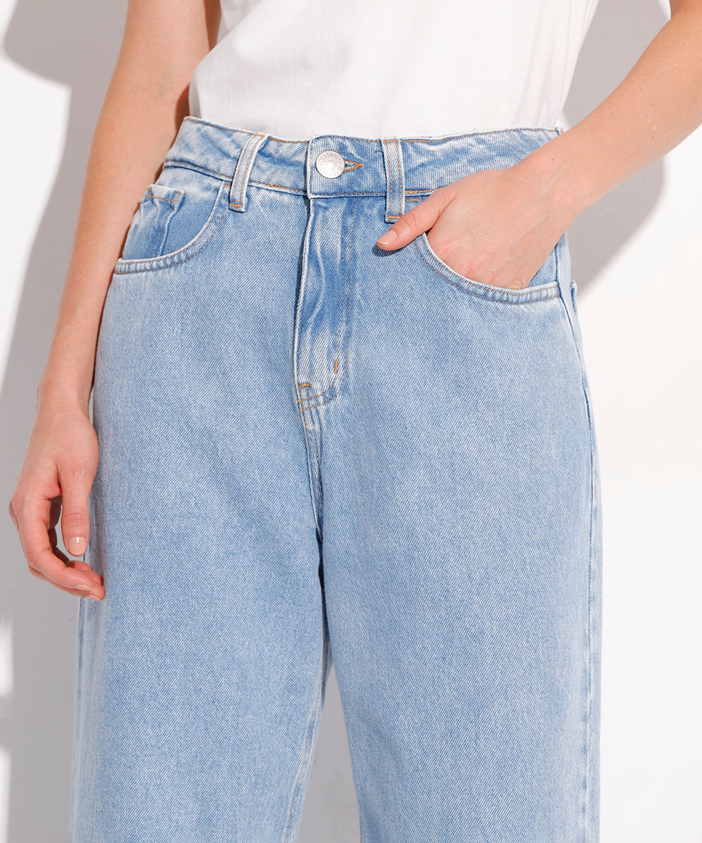 calça reta copenhagen petit feminina jeans mindset azul