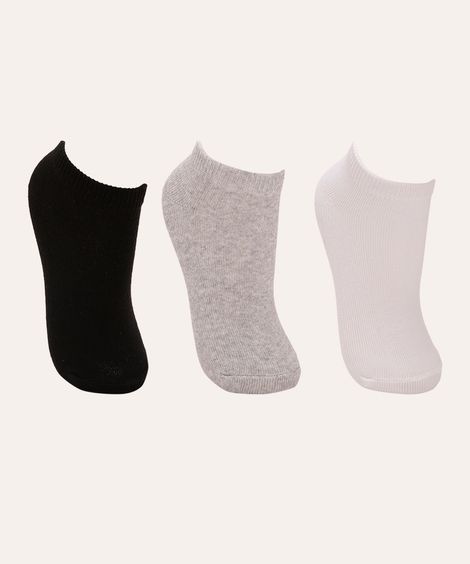 Kit de 3 Meias Infantis Soquete Multicor