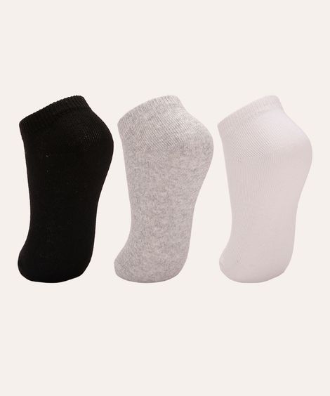 Kit de 3 Meias Infantis Soquete Multicor