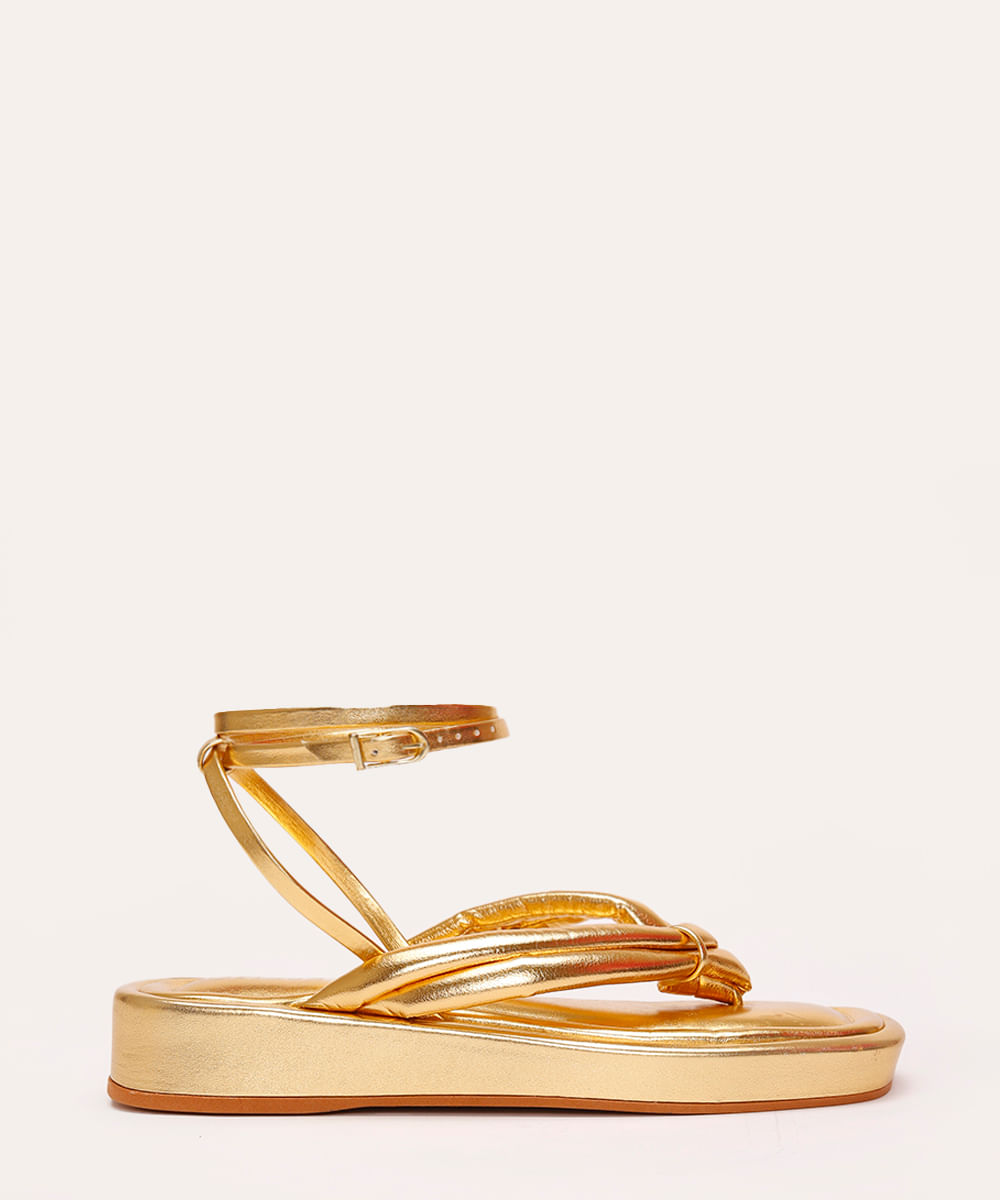 rasteirinha flatform tira acolchoada oneself dourada