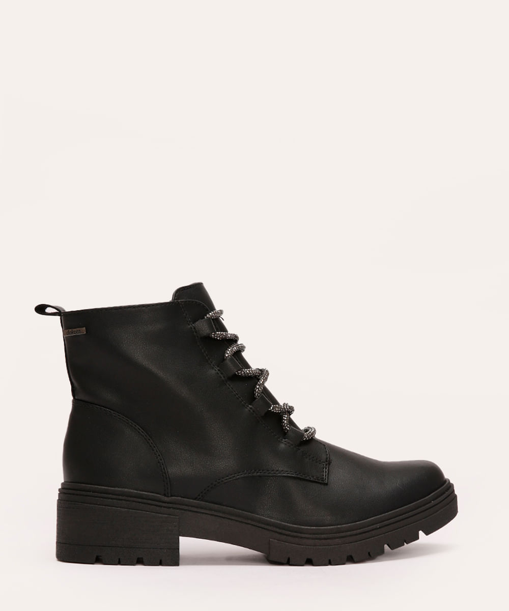 bota coturno dakota com brilhos preta