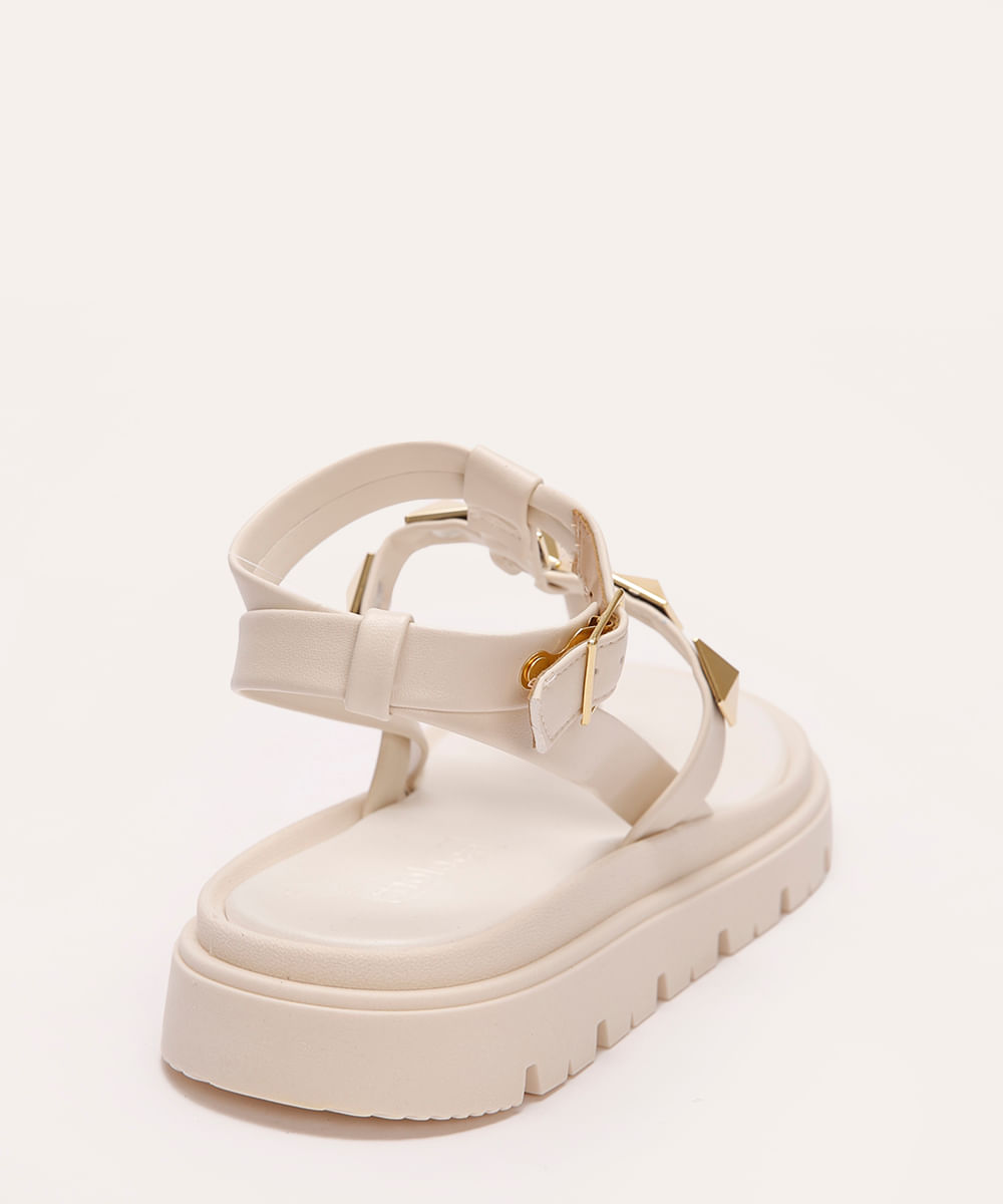 rasteirinha flatform moleca com tachas off white