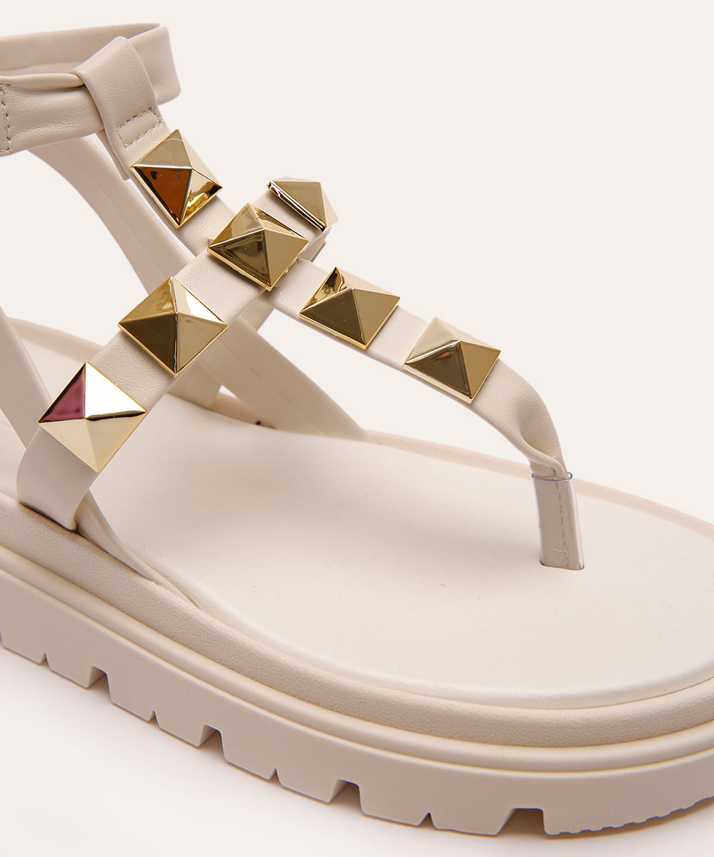 rasteirinha flatform moleca com tachas off white