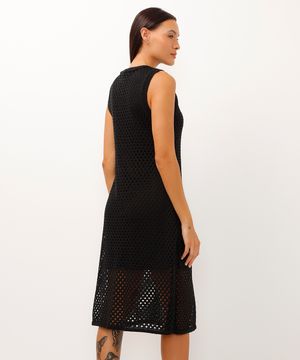 vestido midi de tricot tela com lurex preto