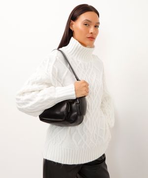 suéter de tricot oversized texturizado off white