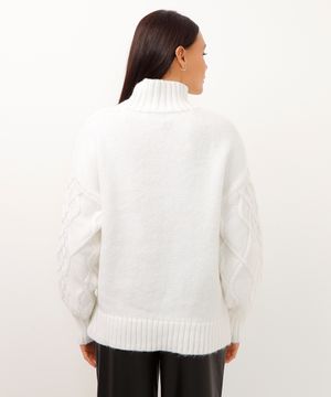 suéter de tricot oversized texturizado off white