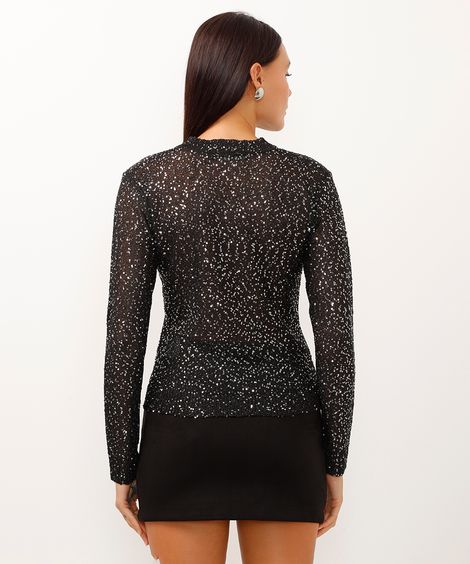 suéter de tricot com paête preto