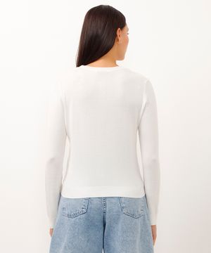 cardigan de tricot decote redondo off white