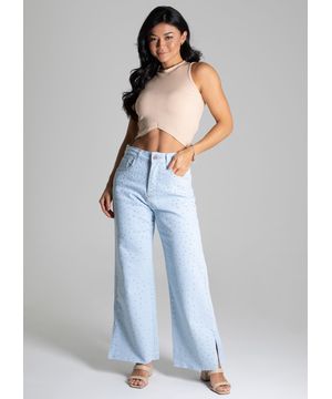 Calça Jeans Sawary Wide Leg Cropped - 276616