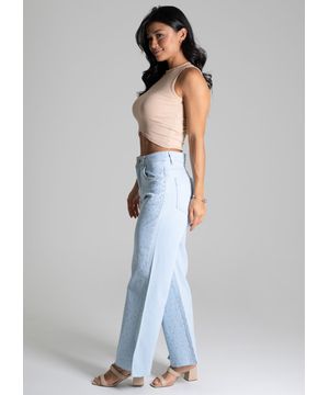 Calça Jeans Sawary Wide Leg Cropped - 276616