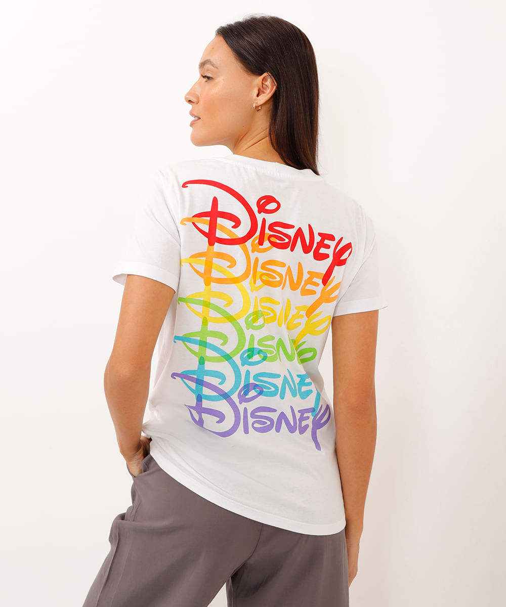 camiseta de algodão manga curta disney pride off white