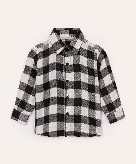 camisa de flanela infantil xadrez preta