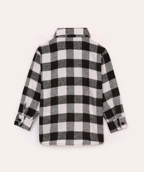 camisa de flanela infantil xadrez preta