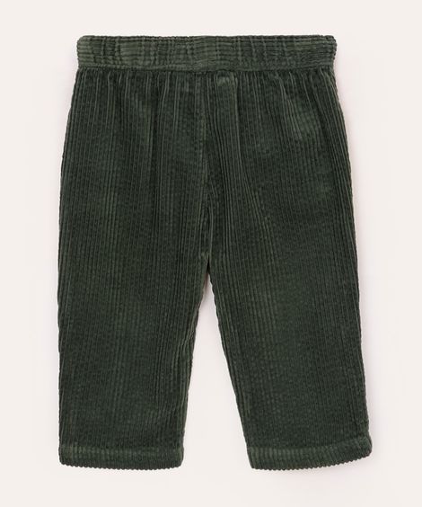 calça aveludada infantil cós com cordão verde