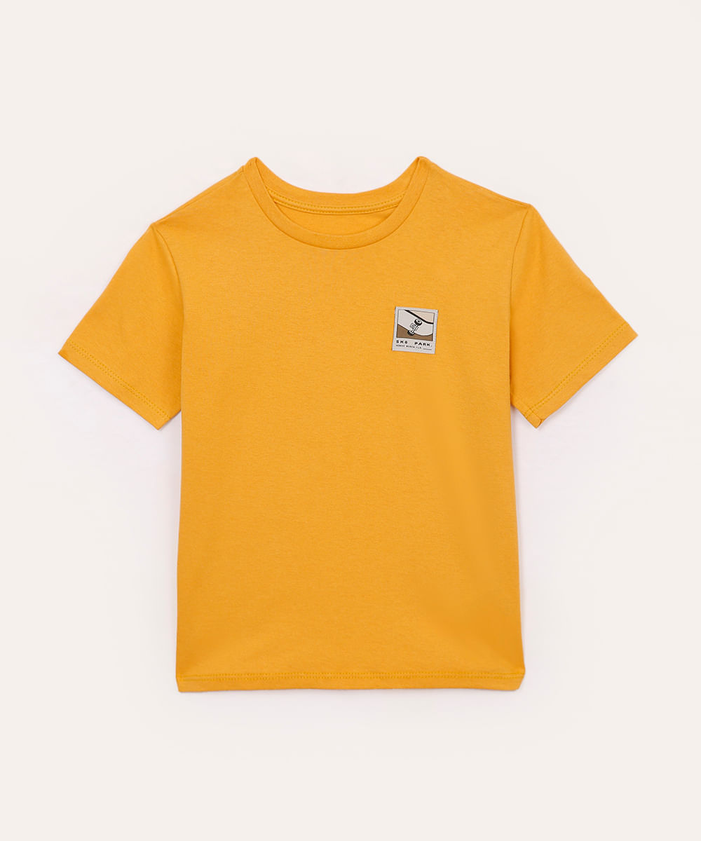 camiseta de algodão manga curta infantil amarelo