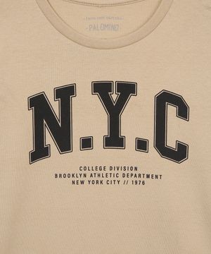 camiseta infantil de algodão nyc bege