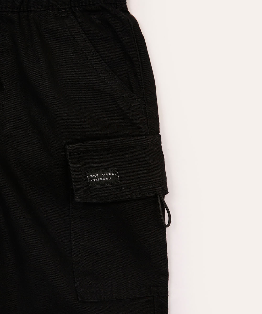 bermuda cargo de sarja infantil - preto