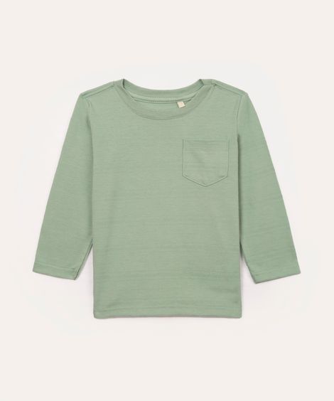 camiseta infantil com bolso manga longa verde
