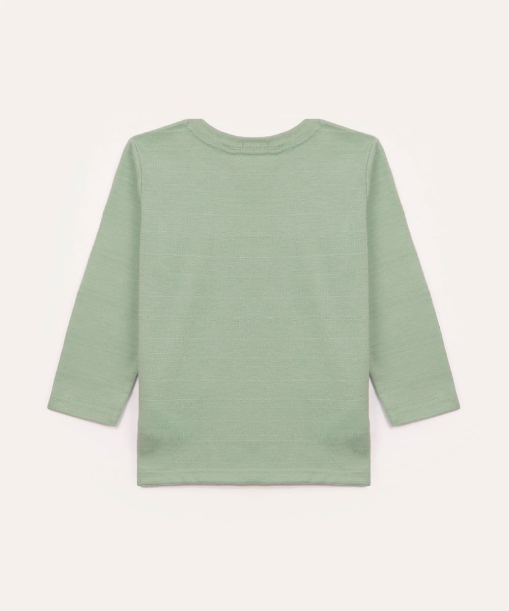camiseta infantil com bolso manga longa verde