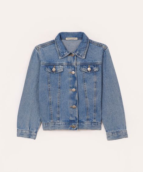jaqueta jeans infantil com coração nas costas azul