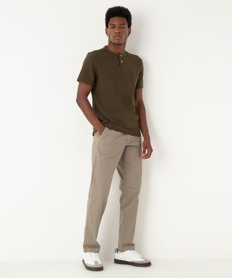 calça de sarja slim com bolsos cinza