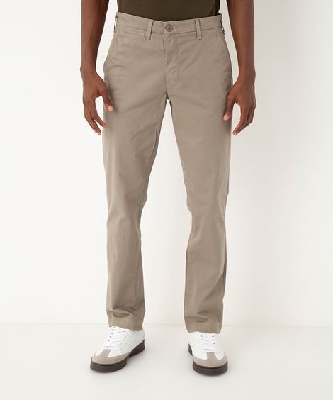 calça de sarja slim com bolsos cinza