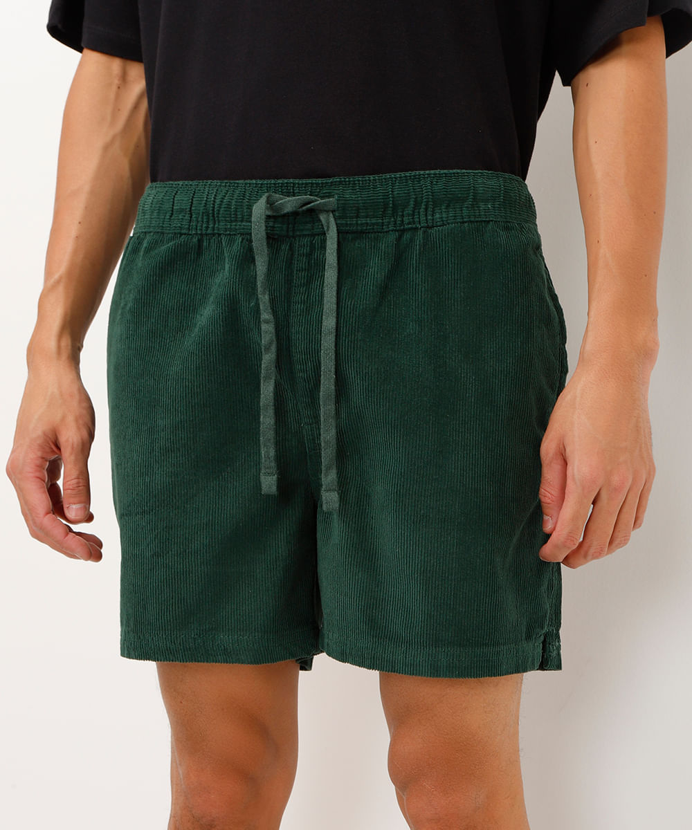 short de veludo cotelê com bolsos verde