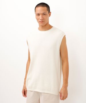 colete de tricot texturizado off white