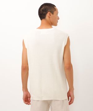 colete de tricot texturizado off white