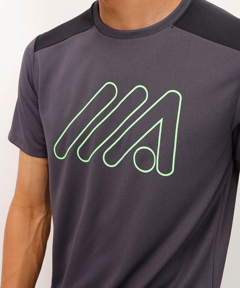 camiseta esportiva manga curta - chumbo