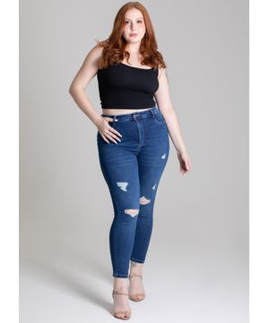 Calça Jeans Plus Size Cropped - 276870