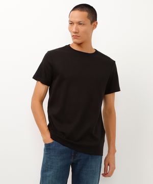 camiseta de algodão peruano slim fit preto