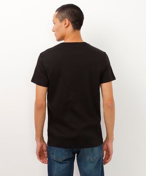 camiseta slim de algodão peruano bold preta