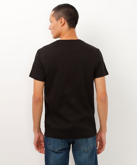camiseta slim de algodão peruano bold preta