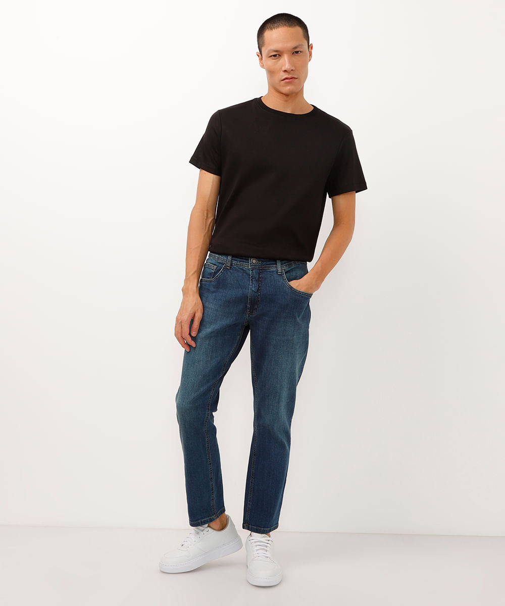 camiseta slim de algodão peruano bold preta
