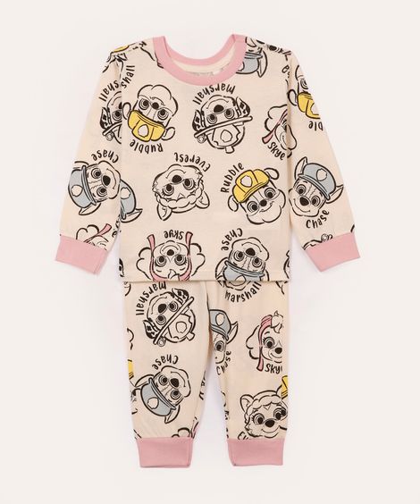 pijama infantil longo patrulha canina bege