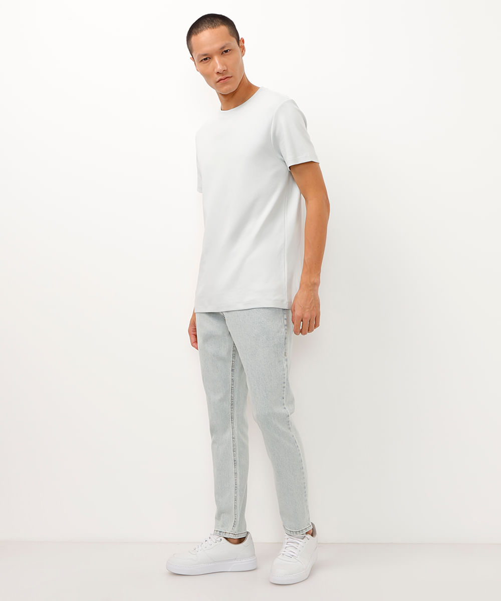 calça jeans slim cropped azul
