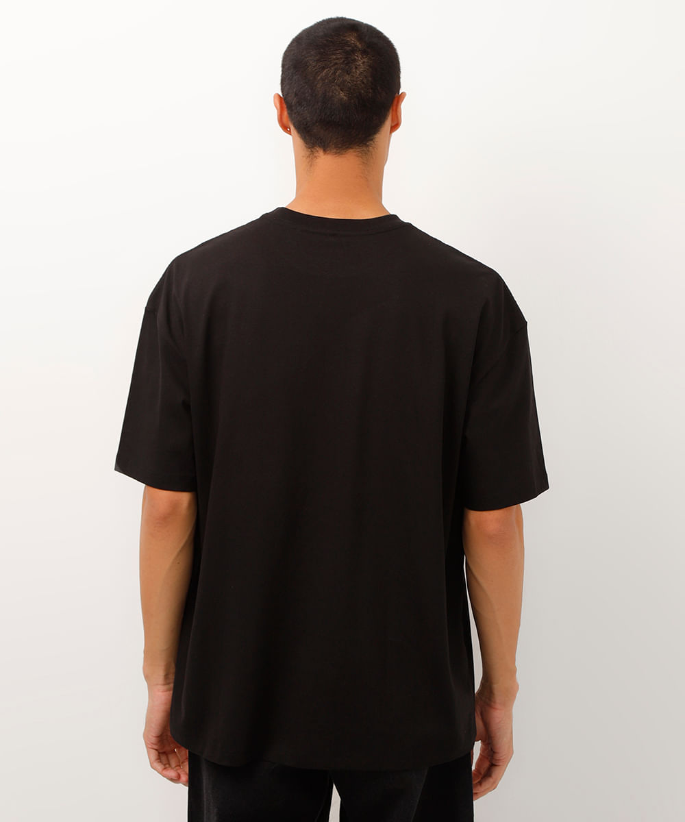 camiseta oversized de algodão peruano preta